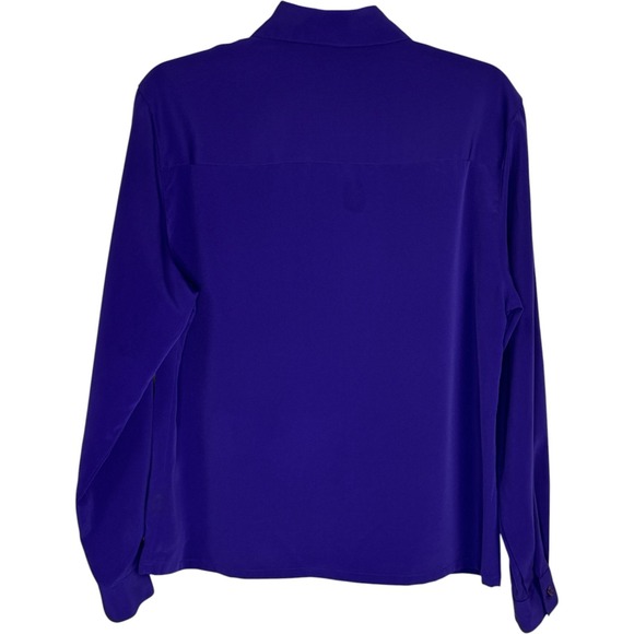KORET Womens Purple Long Sleeve Button Front Pleated Blouse Top Size 8 8 - Picture 11 of 14